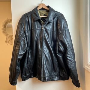 J. Ferrar Genuine Lambskin Leather Quilted Bomber Collared Flight Jacket